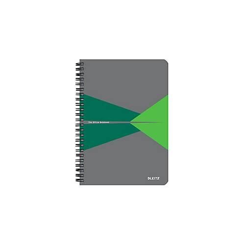 Notizbuch Leitz Office, Format A5, 90 karierte Blatt, lässt sich um 360° öffnen, Spiralbindung, Kunststoff-Einband, FSC®-zertifiziert, grün