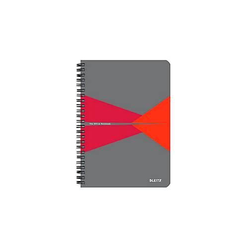 Notizbuch Leitz Office, Format A5, 90 karierte Blatt, lässt sich um 360° öffnen, Spiralbindung, Kunststoff-Einband, FSC®-zertifiziert, rot