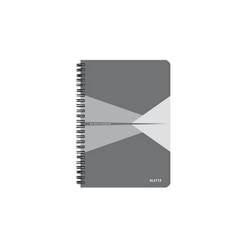 Notizbuch Leitz Office, Format A5, 90 karierte Blatt, lässt sich um 360° öffnen, Spiralbindung, Kunststoff-Einband, FSC®-zertifiziert, grau
