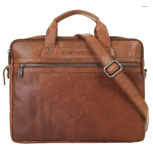 Aktentasche SPIKES & SPARROW, Damen, Gr. B/H/T: 39cm x 31cm x 9cm onesize, braun (cognac), Leder, vintage, Taschen, echt Leder