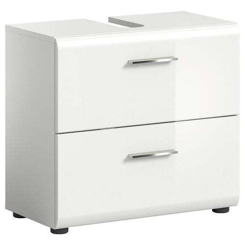 Mid.you Waschbeckenunterschrank , Weiß Hochglanz , Holzwerkstoff , 2 Schubladen , 60x54x32 cm , Badezimmer, Badezimmerschränke,
