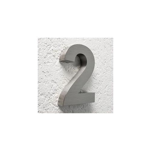 3D Hausnummer 2 Edelstahl V2A unbeleuchtet Arial