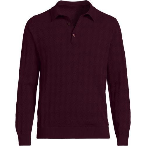 Feinstrick-Poloshirt, Herren,  Rot, Baumwolle, by Lands' End