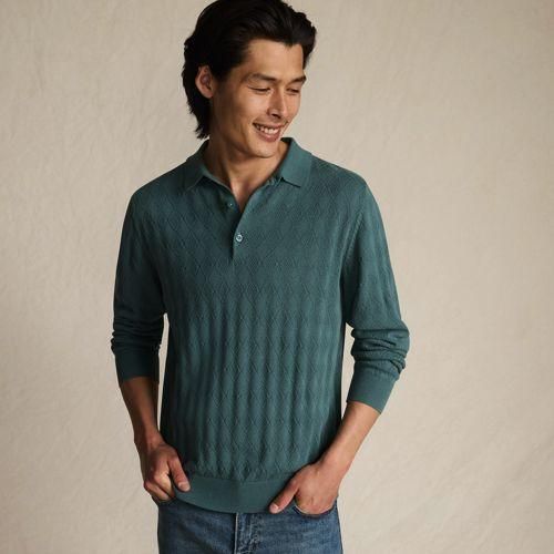 Feinstrick-Poloshirt, Herren, Grün, Baumwolle, by Lands' End