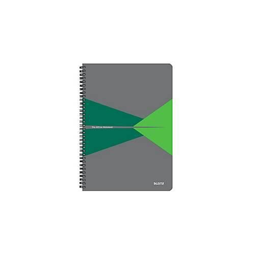 Notizbuch Leitz Office, Format A4, 90 karierte Blatt, lässt sich um 360° öffnen, Spiralbindung, Kunststoff-Einband, FSC®-zertifiziert, grün