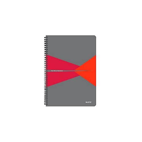 Notizbuch Leitz Office, Format A4, 90 karierte Blatt, lässt sich um 360° öffnen, Spiralbindung, Kunststoff-Einband, FSC®-zertifiziert, rot