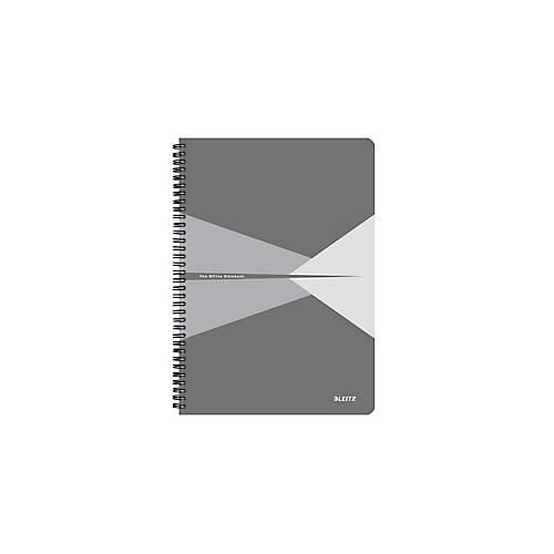 Notizbuch Leitz Office, Format A4, 90 karierte Blatt, lässt sich um 360° öffnen, Spiralbindung, Kunststoff-Einband, FSC®-zertifiziert, grau