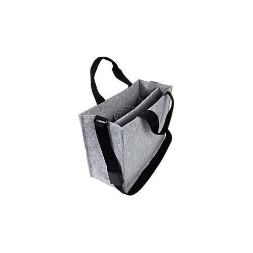 Laptoptasche Sigel Desk Sharing Bag Classic M, für Laptops bis 15,4″, 2 große und 5 kleine Fächer, Tragegriffe, Schultergurt, Kunstfilz, hellgrau