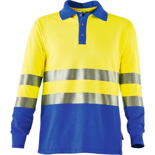 Rofa Multinorm-Poloshirt Langarm, gelb / kornblau, Unisex-Größe: 2XL