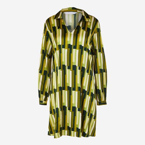 Grünes Midikleid mit V-Ausschnitt