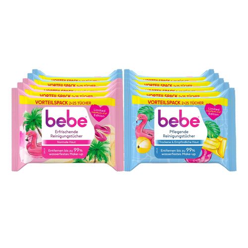 BeBe Duo Reinigungstücher Summer Edition Tray, 10er Pack