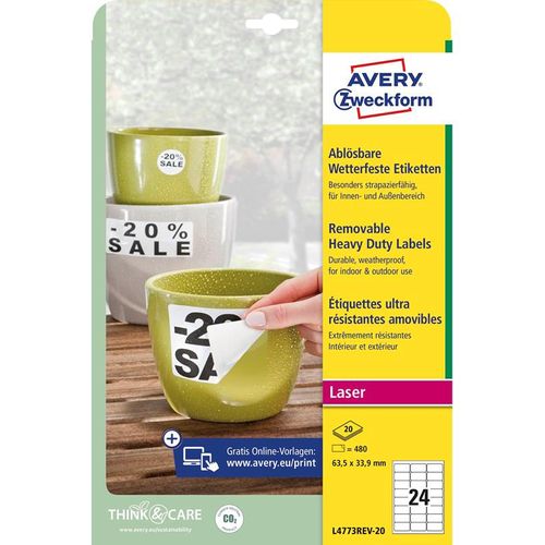 Avery Heavy duty labels removable white suitable for in- and outdoor use (-20oC to +80oC)