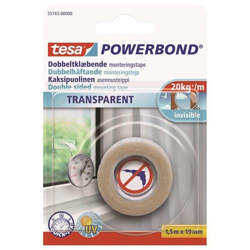 tesa Powerbond Mounting Tape Transparent 1.5m x 19mm