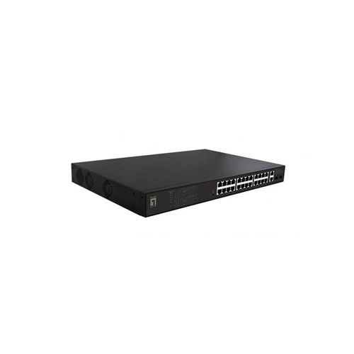 LevelOne GEP-2821 28-Port Gigabit PoE Switch 24 PoE Outputs 2 x Gigabit RJ45 2 x Gigabit SFP 802.3at/af PoE 390W
