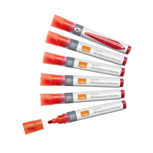 Nobo Liquid Ink Boardmarker, trocken abwischbar, 10 Stück Rot