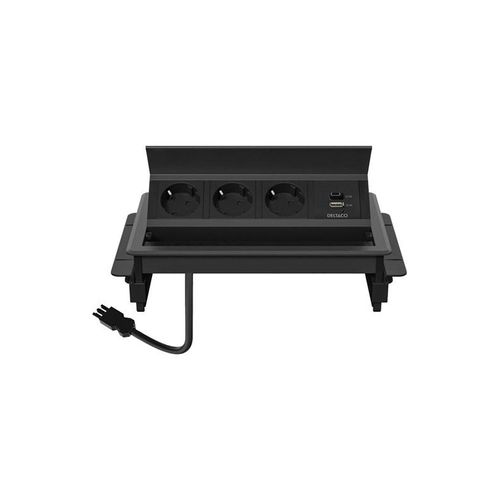 Deltaco OFFICE - power strip - 1x21W A+C USB GST18 cable connector in-desk flip-up