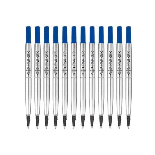 Parker Ersatzminen für Tintenroller | mittlere Spitze | blaue QUINK Tinte | 12 Stück
