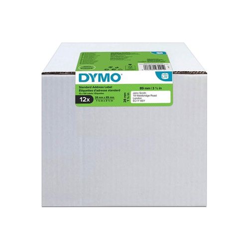 DYMO LabelWriter Adressetiketten | 28 mm x 89 mm | 12 Rollen mit je 130 leicht ablösbaren Etiketten (1.560 Etiketten) | selbstklebende Etiketten