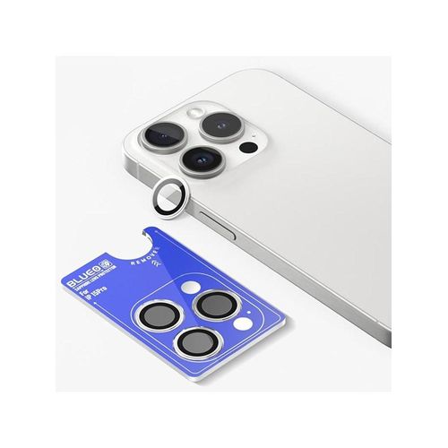 Blueo Sapphire Crystal Stainless Steel Camera Lens Protector - silver - iPhone 15 Pro Max