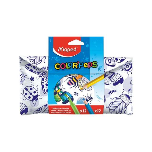 Maped Pencil case to fill in. With 12 felttips and 12 colour pencils