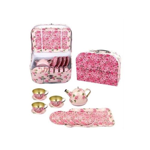 Magni Tea set in suitcase - pink flowers