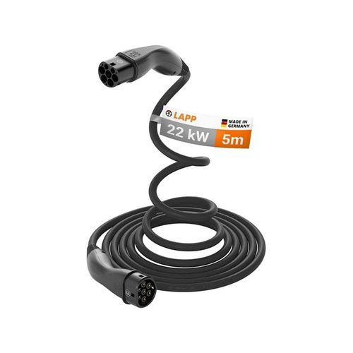 LAPP Type 2 HELIX Convenience Charging Cable, up to 22 kW, 5 m, black