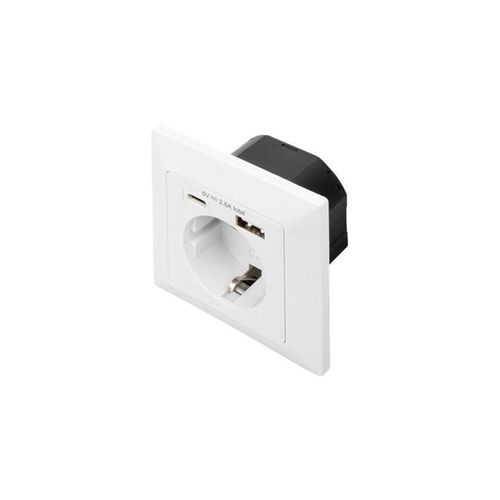 DIGITUS DA-70615 - socket-outlet - 1 power socket 2 USB sockets - white RAL 9003
