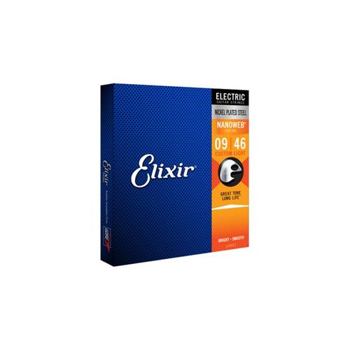Elixir Strings 12027 - Vernickelter Stahl - E-Gitarrensaiten - Nanoweb - Custom Light (09-46)
