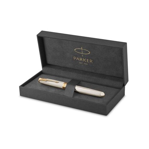 Parker Sonnet Füllfederhalter | Silberner Mistral | Feine Feder | Geschenkpackung