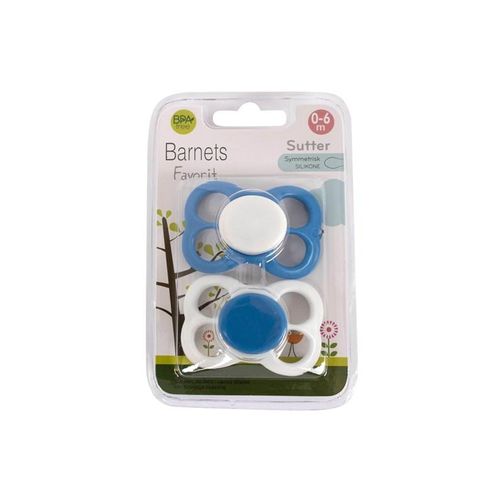 Barnets Favorit 2 pak luftsutter silikone 0-6 mdr. - Blå/Hvid