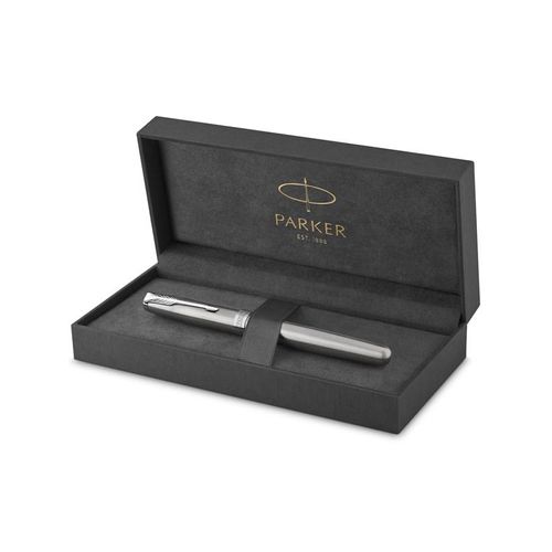 Parker Sonnet Füller | Edelstahl mit Palladiumzierteilen | Füllfederhalter mit feiner Feder | Geschenkbox