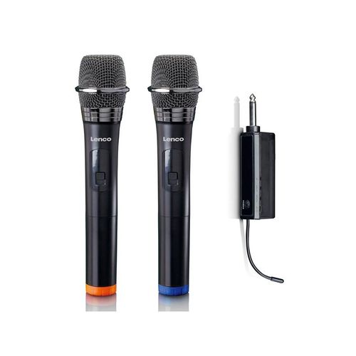 Lenco MCW-020BK - Set of 2 wireless microphones with portable battery powered receiver