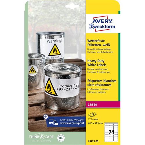 Avery Heavy duty labels white suitable for in- and outdoor use (-20oC to +80oC)