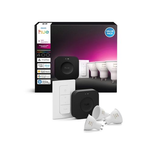 Philips Hue Starter Kit Pro: 3 GU10 bulbs + Dimmer switch + Bridge Pro