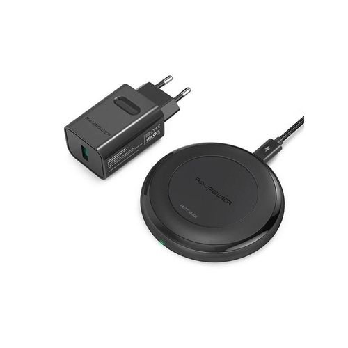 RAVPower Wireless 10W Qi Charger incl. Quick Charge 3.0 wall charger Black