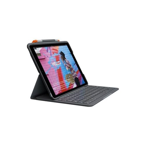 Logitech Slim Folio iPad 10.2" (7th gen) - DE - Tastatur & Folio-Set - Deutsch - Grau