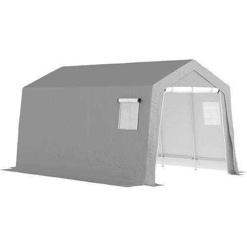 Outsunny Gerätehaus mit Satteldach wasserdicht Gerätezelt mit Türen, Fenster