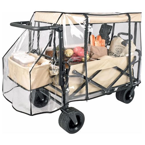 Bollerwagen - sandfarben - faltbar - mit Schutzhülle