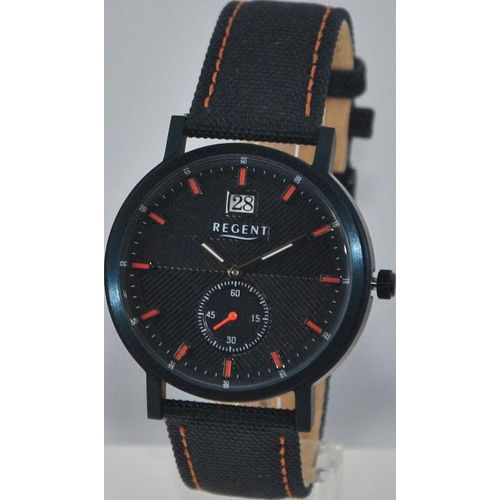 Regent Herren Uhr Lederarmband Leder Armbanduhr Analog schwarz orange UR1111574