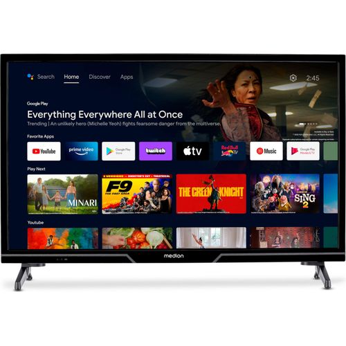MEDION 59,8 cm (24 Zoll) HD Fernseher (Android TV, Smart TV, HDR, Prime Video, PVR, Bluetooth, MD 824100)