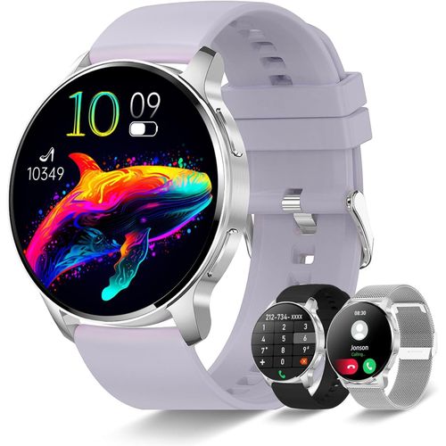 Smartwatch Damen Herren 1.32 Zoll Fitnessuhr, Telefonfunktion 120+ Sportmodi Herzfrequenz SpO2 Schlafmonitor Menstruationszyklus IP67 wasserdicht