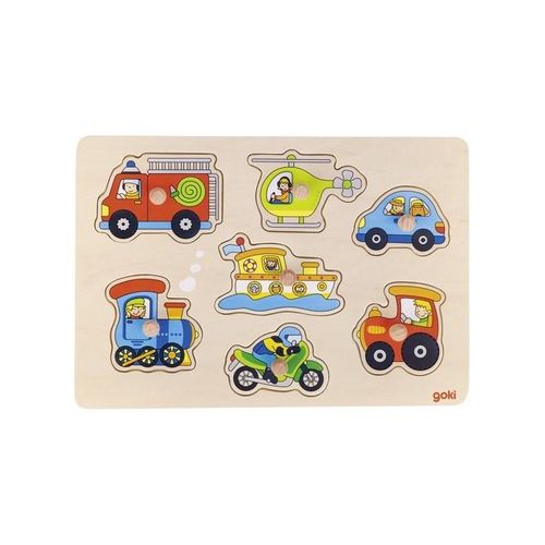 Goki Wooden Stud Puzzle Vehicles 7pcs. Holz