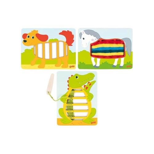 Goki Wooden Weaving Puzzles 3pcs. Holz