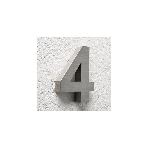 3D Hausnummer 4 Edelstahl V2A unbeleuchtet Arial