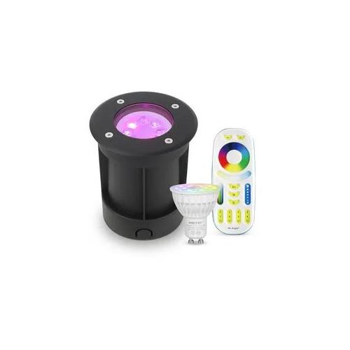 LED Bodeneinbaustrahler Schwarz rund 230V IP67 - Leuchtmittel: GU10 RGB+CCT DIMM...