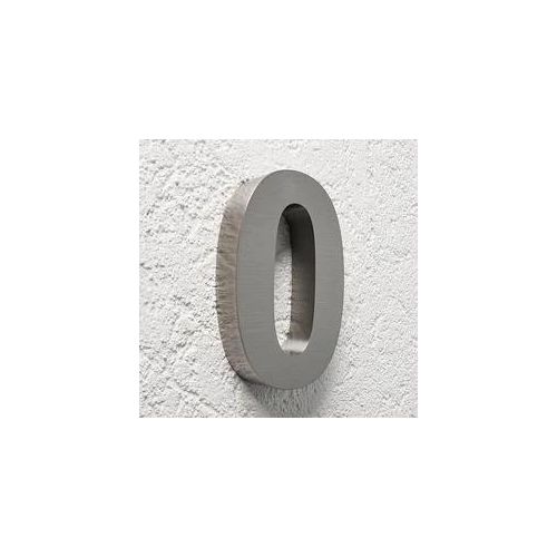 3D Hausnummer 0 Edelstahl V2A unbeleuchtet Arial