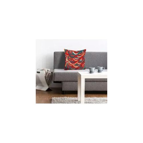 Dekokissen QUEENCE "Knubeli", bunt (bunt, bedruckt), B:40cm L:40cm, Polyester, Dekokissen_Sitzkissen_Kissenhüllen, mit einem bunten Haufen Garn