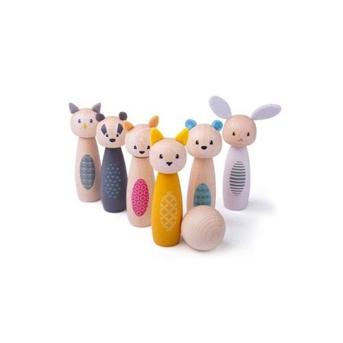 Bigjigs Wooden Skittles Game Woodland Animals