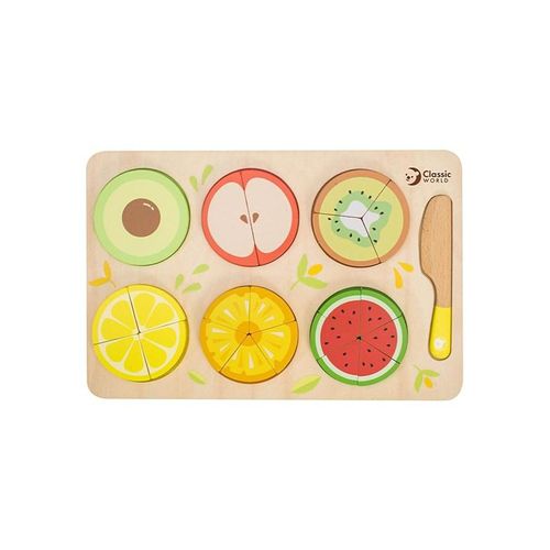 Classic World Wooden Fruit Puzzle Fractions 22 pieces.