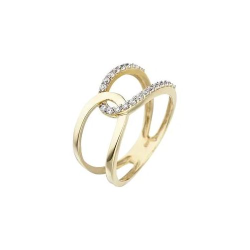 Goldring JOBO Gr. 54, gelb (gelbgold 375), Fingerringe, Damen, 54, Gelbgold 375, Goldring, 375 Gold mit Zirkonia